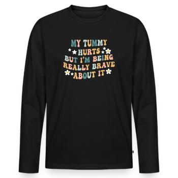 Mein Bauch tut weh, aber ich bin wirklich - Männer Premium Bio Langarmshirt - Schwarz - Vorne - Nico (187cm)