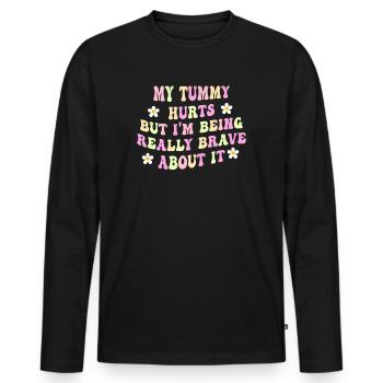 Mein Bauch tut weh, aber ich bin wirklich - Männer Premium Bio Langarmshirt - Schwarz - Vorne - Nico (187cm)