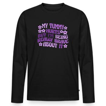 Mein Bauch tut weh, aber ich bin wirklich - Männer Premium Bio Langarmshirt - Schwarz - Vorne - Nico (187cm)