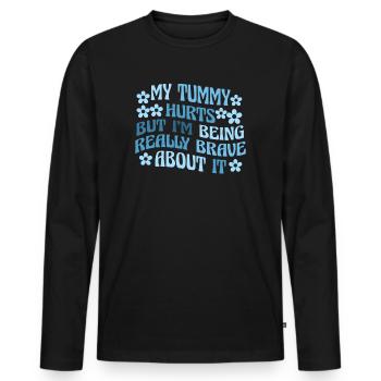 Mein Bauch tut weh, aber ich bin wirklich - Männer Premium Bio Langarmshirt - Schwarz - Vorne - Nico (187cm)