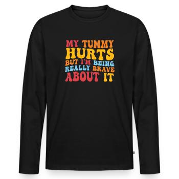 Mein Bauch tut weh, aber ich bin wirklich - Männer Premium Bio Langarmshirt - Schwarz - Vorne - Nico (187cm)