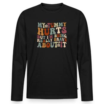Mein Bauch tut weh, aber ich bin wirklich - Männer Premium Bio Langarmshirt - Schwarz - Vorne - Nico (187cm)