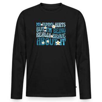 Mein Bauch tut weh, aber ich bin wirklich - Männer Premium Bio Langarmshirt - Schwarz - Vorne - Nico (187cm)