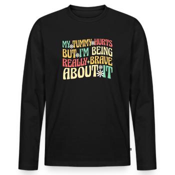 Mein Bauch tut weh, aber ich bin wirklich - Männer Premium Bio Langarmshirt - Schwarz - Vorne - Nico (187cm)
