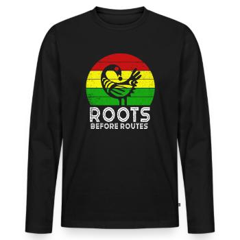 Symbole Sankofa Adinkra Ghana Noir - T-shirt manches longues Premium bio Homme - noir - Devant - Nico (187cm)