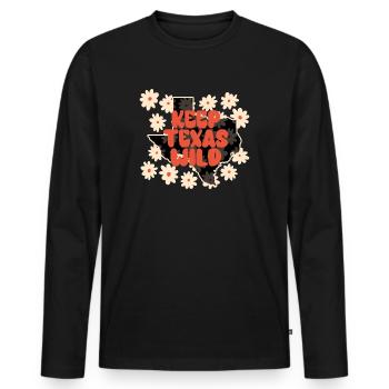 Wildflower Fields Wildflowers Bluebonnet - Men's Premium Organic Long Sleeve Shirt - black - Front - Nico (187cm)