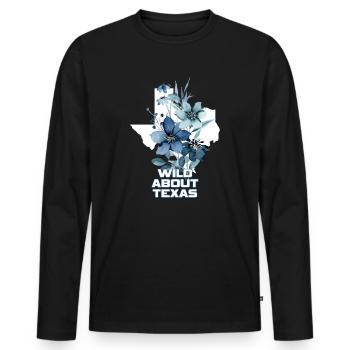 Wildflower Fields Wildflowers Bluebonnet - Men's Premium Organic Long Sleeve Shirt - black - Front - Nico (187cm)