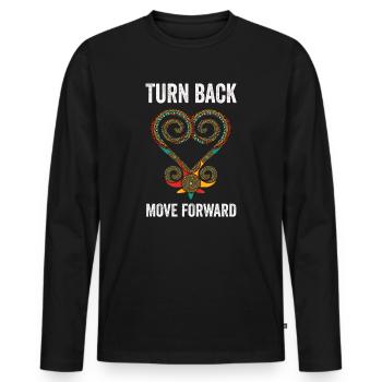 Symbole Sankofa Adinkra Ghana Noir - T-shirt manches longues Premium bio Homme - noir - Devant - Nico (187cm)