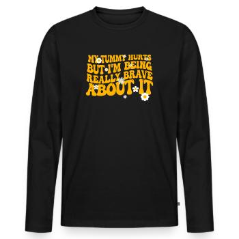 Mein Bauch tut weh, aber ich bin wirklich - Männer Premium Bio Langarmshirt - Schwarz - Vorne - Nico (187cm)