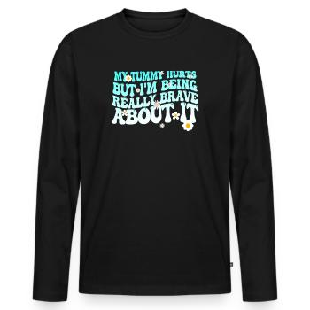 Mein Bauch tut weh, aber ich bin wirklich - Männer Premium Bio Langarmshirt - Schwarz - Vorne - Nico (187cm)
