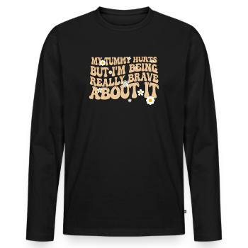 Mein Bauch tut weh, aber ich bin wirklich - Männer Premium Bio Langarmshirt - Schwarz - Vorne - Nico (187cm)
