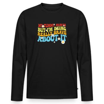 Mein Bauch tut weh, aber ich bin wirklich - Männer Premium Bio Langarmshirt - Schwarz - Vorne - Nico (187cm)