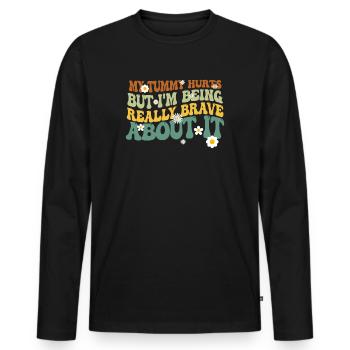 Mein Bauch tut weh, aber ich bin wirklich - Männer Premium Bio Langarmshirt - Schwarz - Vorne - Nico (187cm)