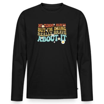 Mein Bauch tut weh, aber ich bin wirklich - Männer Premium Bio Langarmshirt - Schwarz - Vorne - Nico (187cm)