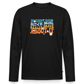 Mein Bauch tut weh, aber ich bin wirklich - Männer Premium Bio Langarmshirt - Schwarz - Vorne - Nico (187cm)