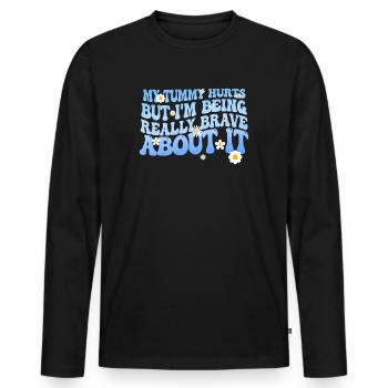 Mein Bauch tut weh, aber ich bin wirklich - Männer Premium Bio Langarmshirt - Schwarz - Vorne - Nico (187cm)