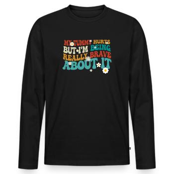 Mein Bauch tut weh, aber ich bin wirklich - Männer Premium Bio Langarmshirt - Schwarz - Vorne - Nico (187cm)