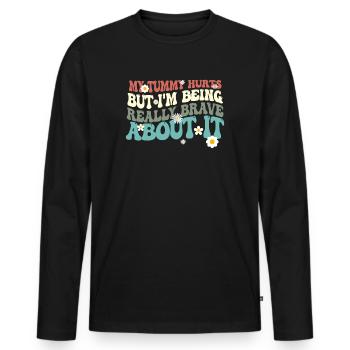 Mein Bauch tut weh, aber ich bin wirklich - Männer Premium Bio Langarmshirt - Schwarz - Vorne - Nico (187cm)