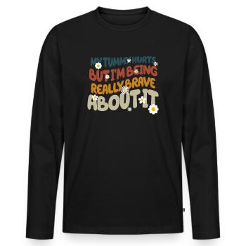 Mein Bauch tut weh, aber ich bin wirklich - Männer Premium Bio Langarmshirt - Schwarz - Vorne - Nico (187cm)