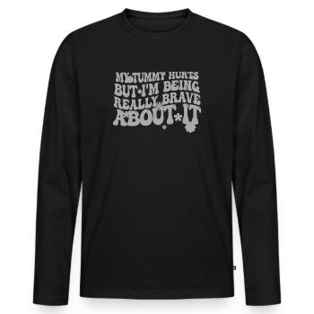 Mein Bauch tut weh, aber ich bin wirklich - Männer Premium Bio Langarmshirt - Schwarz - Vorne - Nico (187cm)