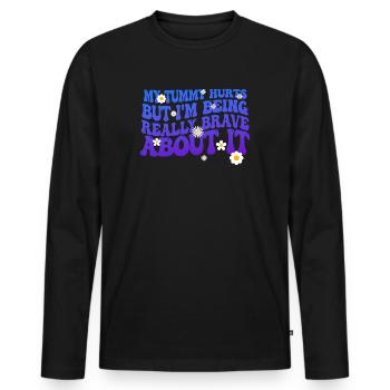 Mein Bauch tut weh, aber ich bin wirklich - Männer Premium Bio Langarmshirt - Schwarz - Vorne - Nico (187cm)