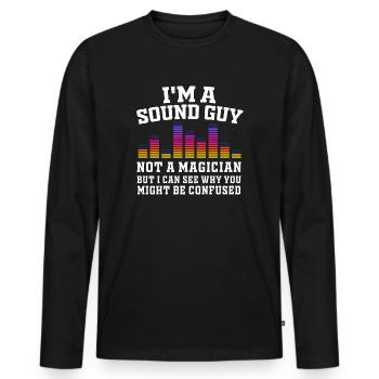 Le gars du son n’est pas un magicien - T-shirt manches longues Premium bio Homme - noir - Devant - Nico (187cm)
