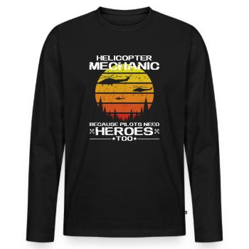 Hubschraubermechaniker-Heldenstolz - Männer Premium Bio Langarmshirt - Schwarz - Vorne - Nico (187cm)