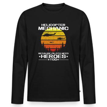 Helicopter Mechanic Heroes Pride - Men's Premium Organic Long Sleeve Shirt - black - Front - Nico (187cm)