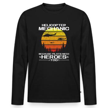 Hubschraubermechaniker Helden Stolz - Männer Premium Bio Langarmshirt - Schwarz - Vorne - Nico (187cm)