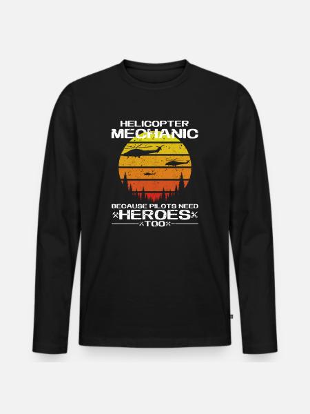Helicopter Mechanic Heroes Pride - Men's Premium Organic Long Sleeve Shirt - black
