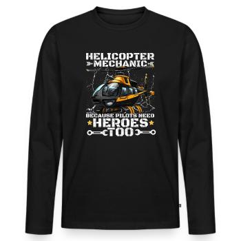 Helicopter Mechanic Heroes Pride - Men's Premium Organic Long Sleeve Shirt - black - Front - Nico (187cm)