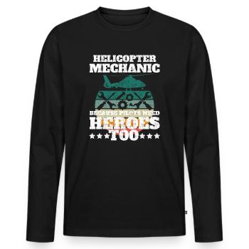 Helicopter Mechanic Heroes Pride - Men's Premium Organic Long Sleeve Shirt - black - Front - Nico (187cm)
