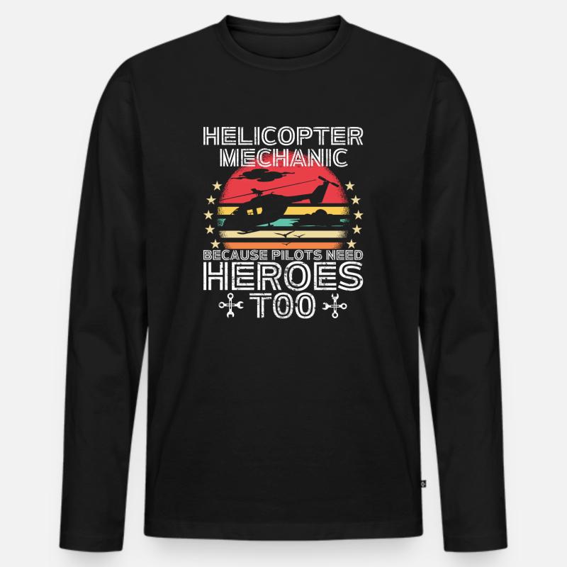 Hubschraubermechaniker-Heldenstolz - Männer Premium Bio Langarmshirt - Schwarz