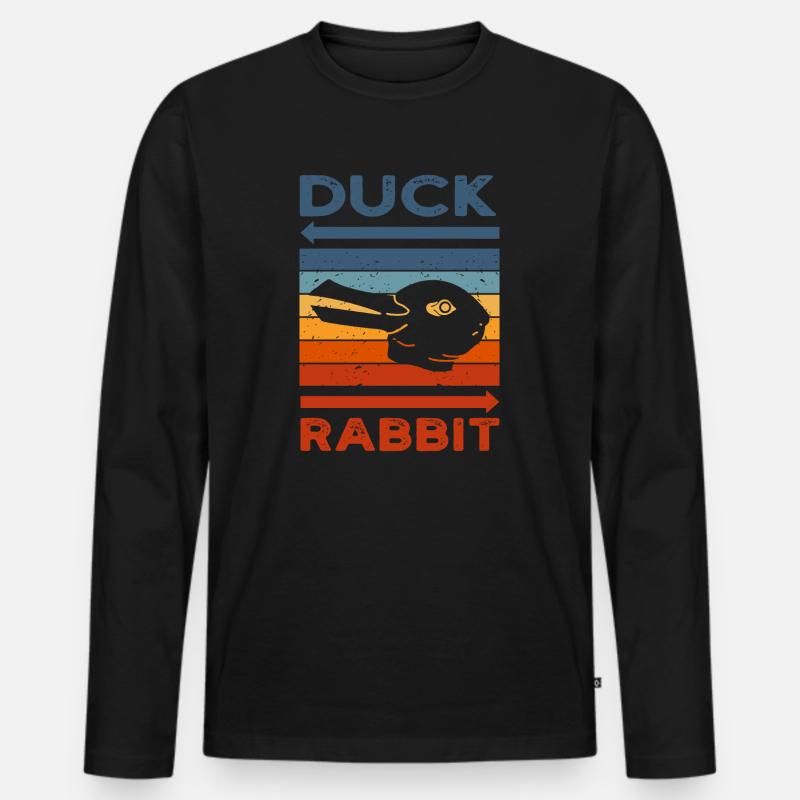 Wittgensteins Hasen-Enten-Illusion - Männer Premium Bio Langarmshirt - Schwarz