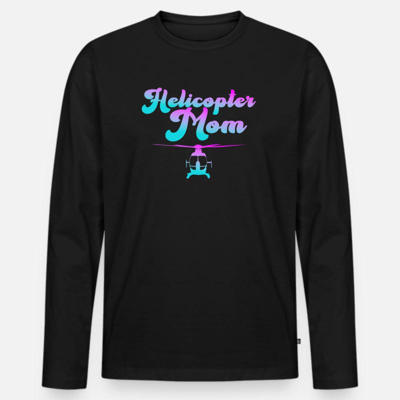 Helikopter Eltern Lustige Helikoptermutter - Männer Premium Bio Langarmshirt - Schwarz