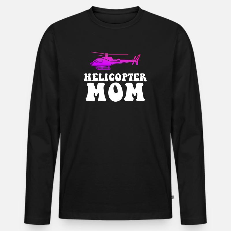 Helikopter Eltern Lustige Helikoptermutter - Männer Premium Bio Langarmshirt - Schwarz