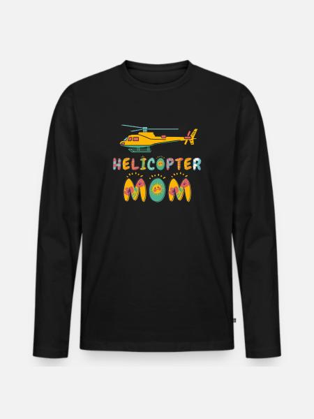 Helikopter Eltern Lustige Helikoptermutter - Männer Premium Bio Langarmshirt - Schwarz