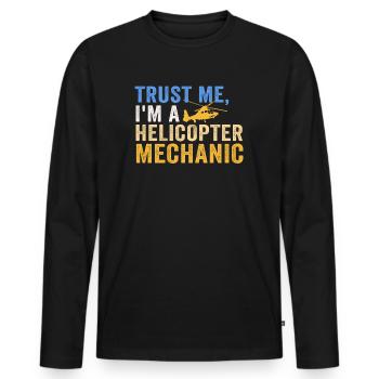 Glaub mir, ich bin ein Hubschraubermechaniker - Männer Premium Bio Langarmshirt - Schwarz - Vorne - Nico (187cm)
