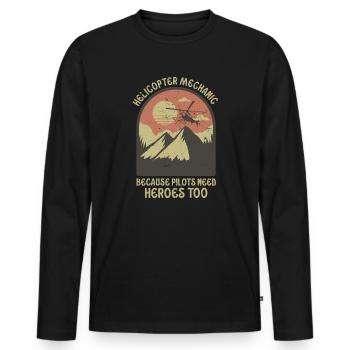 Helicopter Mechanic Heroes Pride - Men's Premium Organic Long Sleeve Shirt - black - Front - Nico (187cm)
