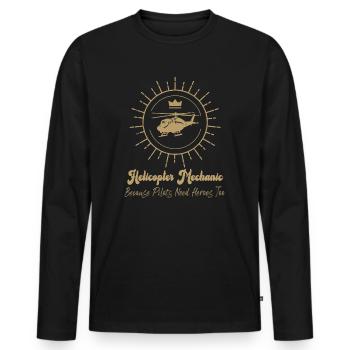 Helicopter Mechanic Heroes Pride - Men's Premium Organic Long Sleeve Shirt - black - Front - Nico (187cm)