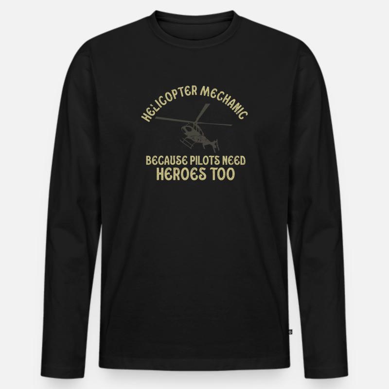 Hubschraubermechaniker-Heldenstolz - Männer Premium Bio Langarmshirt - Schwarz
