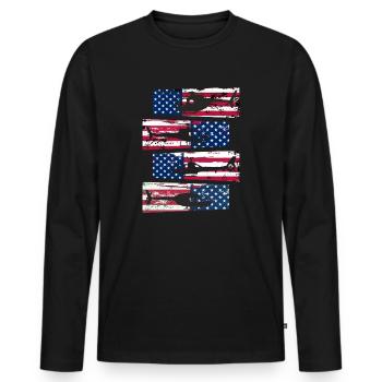Pilote d’hélicoptère américain US Pride - T-shirt manches longues Premium bio Homme - noir - Devant - Nico (187cm)