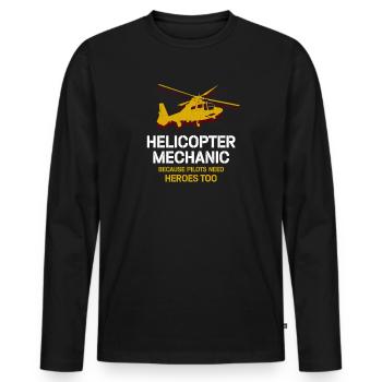 Hubschraubermechaniker-Heldenstolz - Männer Premium Bio Langarmshirt - Schwarz - Vorne - Nico (187cm)
