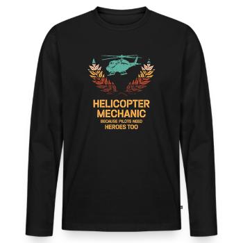 Hubschraubermechaniker-Heldenstolz - Männer Premium Bio Langarmshirt - Schwarz - Vorne - Nico (187cm)