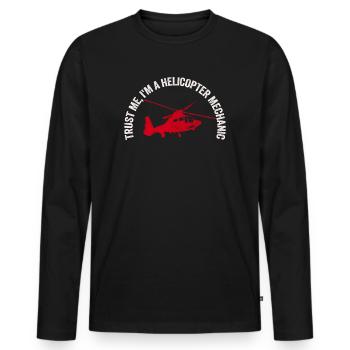 Trust Me I'm A Helicopter Mechanic - Men's Premium Organic Long Sleeve Shirt - black - Front - Nico (187cm)