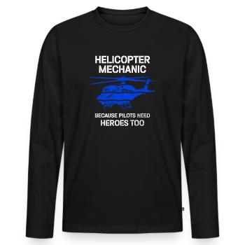 Helicopter Mechanic Heroes Pride - Men's Premium Organic Long Sleeve Shirt - black - Front - Nico (187cm)