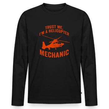 Trust Me I'm A Helicopter Mechanic - Men's Premium Organic Long Sleeve Shirt - black - Front - Nico (187cm)