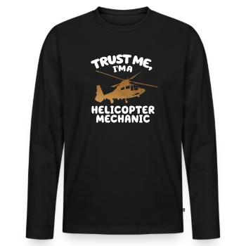 Trust Me I'm A Helicopter Mechanic - Men's Premium Organic Long Sleeve Shirt - black - Front - Nico (187cm)