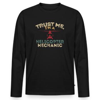Glaub mir, ich bin ein Hubschraubermechaniker - Männer Premium Bio Langarmshirt - Schwarz - Vorne - Nico (187cm)
