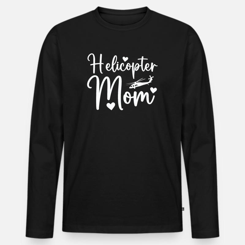 Helikopter Eltern Lustige Helikoptermutter - Männer Premium Bio Langarmshirt - Schwarz